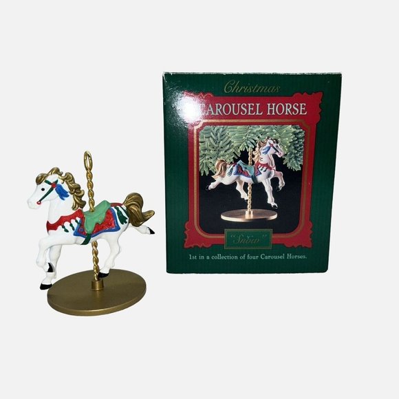 Vintage Collectible Carousel Horse SNOW Hallmark 1st in a Collection of 4 - 1989 - Picture 1 of 8